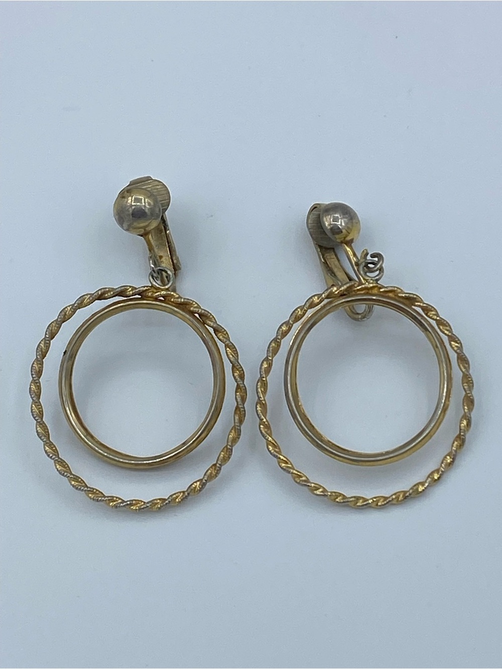 Vintage Avon Gold Tone Double Hoop Clip-On Earrings